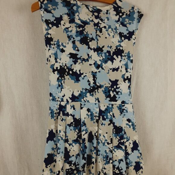Liz Lange Womens Knit Dress Size Large Blue Multi Floral Sleeveless Wrap Front - Picture 10 of 11